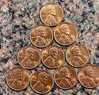 Partial roll  1955 D  UNCIRCULATED LINCOLN WHEAT CENT PENNY 10 coins
