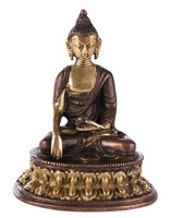 Sitzender Buddha Auf Sockel Messing H: 12 Cm 520 G Figur Statue Skulptur