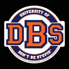 University of DBS - 4" Round Die-cut Decal - Royal Blue Orange