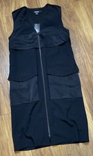 Womens Dkny Black Zip Up Dress Size Xp