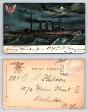 U S Battle Ship Virginia Vintage Postcard With Address Details