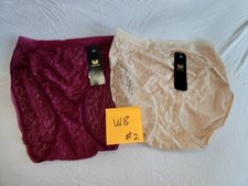 NWT VTG Lot of 2 S Wacoal Hi Cut Panties Sheer Lace Brief 871121 Red Nude W8 2