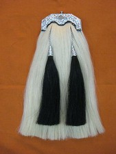 SI-WHITE HORSE HAIR MILITARY SPORRAN 100 Original KEY SHAPE THISTLE CANTLE