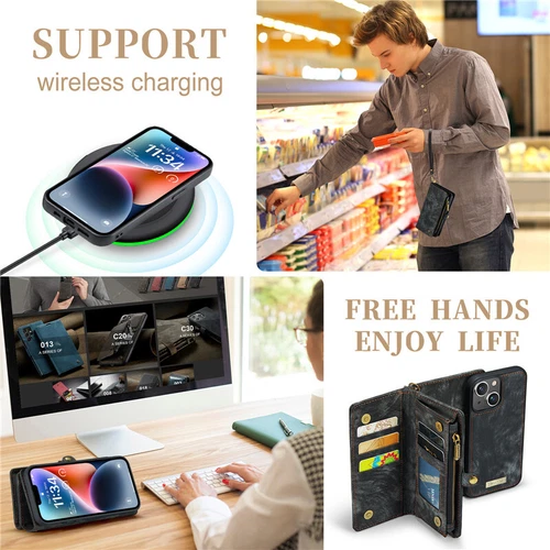 Leder Handyhülle für iPhone 16 15 14 13 12 Pro/Max Magnet Tasche Schutz Wallet - Bild 5 von 64