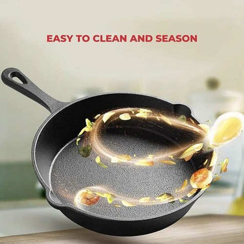 Jim Beam Set of 3 Pre Seasoned Cast Iron Skillets, Black - Picture 9 of 10