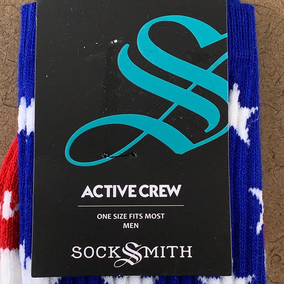 Sock Smith Men's One Size Red White Blue Old Glory Active Crew Socks 1 Pair NWT - Image 2 of 4