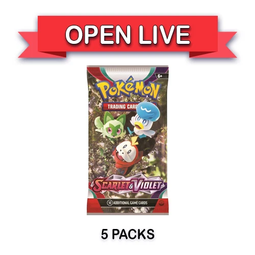 Open Live 5 Packs X Pokemon TCG Scarlet & Violet Base Set Booster Pack English