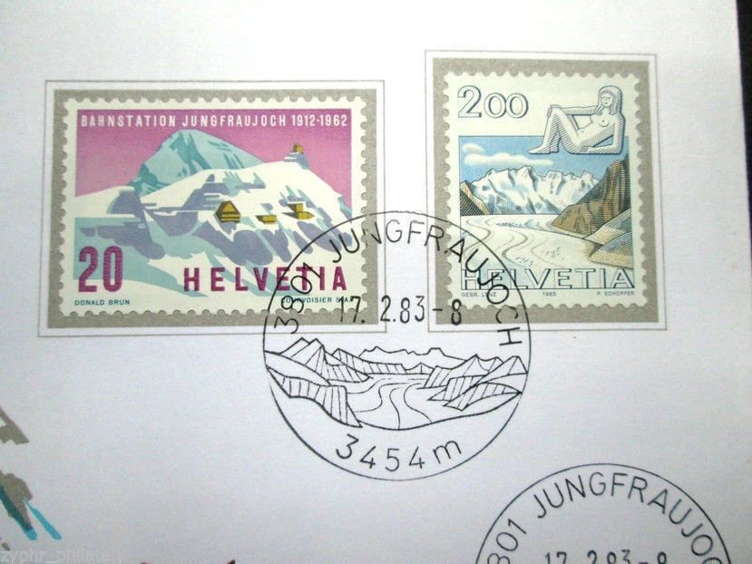 Switzerland - "RAILWAY ~ MOUNTAINS ~ JUNGFRAUJOCH" Silver Medal Cover 1983 - Image 3 of 4