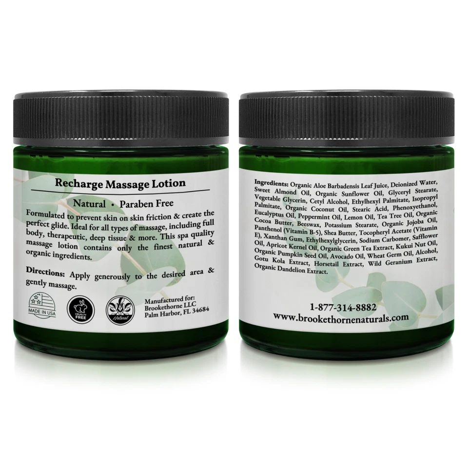 Массажный лосьон Recharge — наполненный эфирными маслами эвкалипта и мяты перечной - Изображение 2 из 4