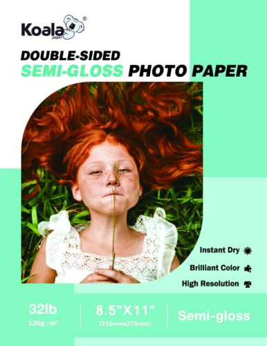 Lot Koala Double Sided Photo Paper 8.5x11 Semi Glossy 32lb Inkjet Laser Printer - Afbeelding 1 van 10