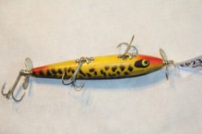 OLD fishing lure Devil Horse vintage tackle spotted yellow top water EPS23666