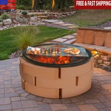 30" Heavy-Duty Round Steel Fire Pit Cooking Grate Outdoor Camping BBQ Accessory