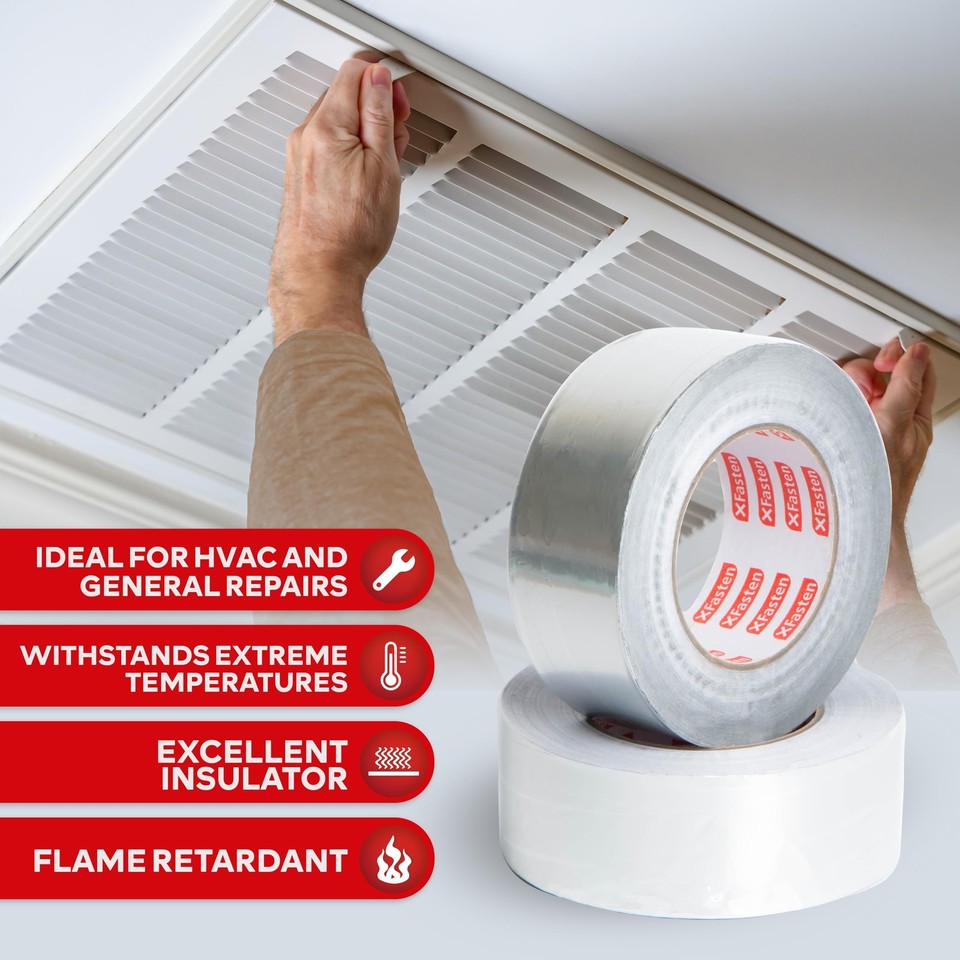 Aluminum Foil Tape for Ductwork 1 Inch x 55 Yards 3Pack (495 Feet) 3