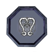 Pair of Snakes Octagon Wooden Dice Tray, Rolling Tray D&D Tabletop Board Games