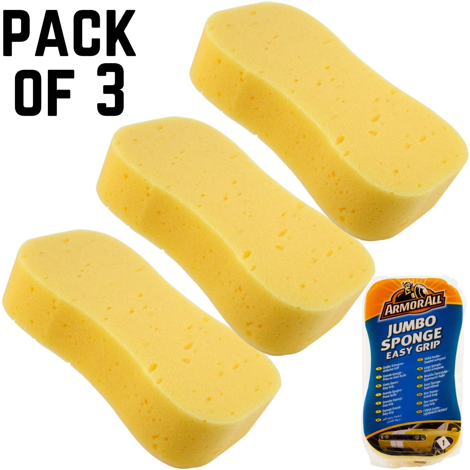 3 x ArmourAll Super Jumbo Sponge Car Care Van Caravan Washing Dirt Home Cleaning