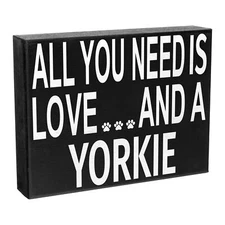 JennyGems Yorkie Gifts for Women Yorkie Signs for Home Decor, Love and a Yorkie