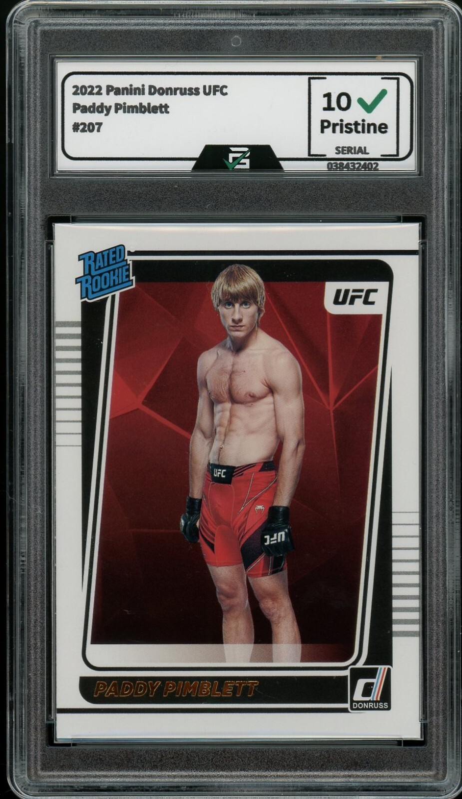 2022 Panini Donruss UFC #207 Paddy Pimblett RC GRADED 10 Gem Mint
