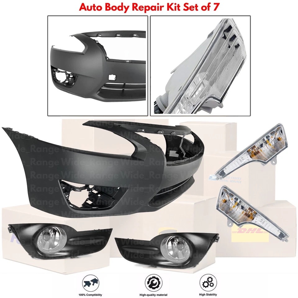 Front Bumper Cover Paintable With Fog Lights Set For 2013-2015 Nissan Altima Foto 2 de 4