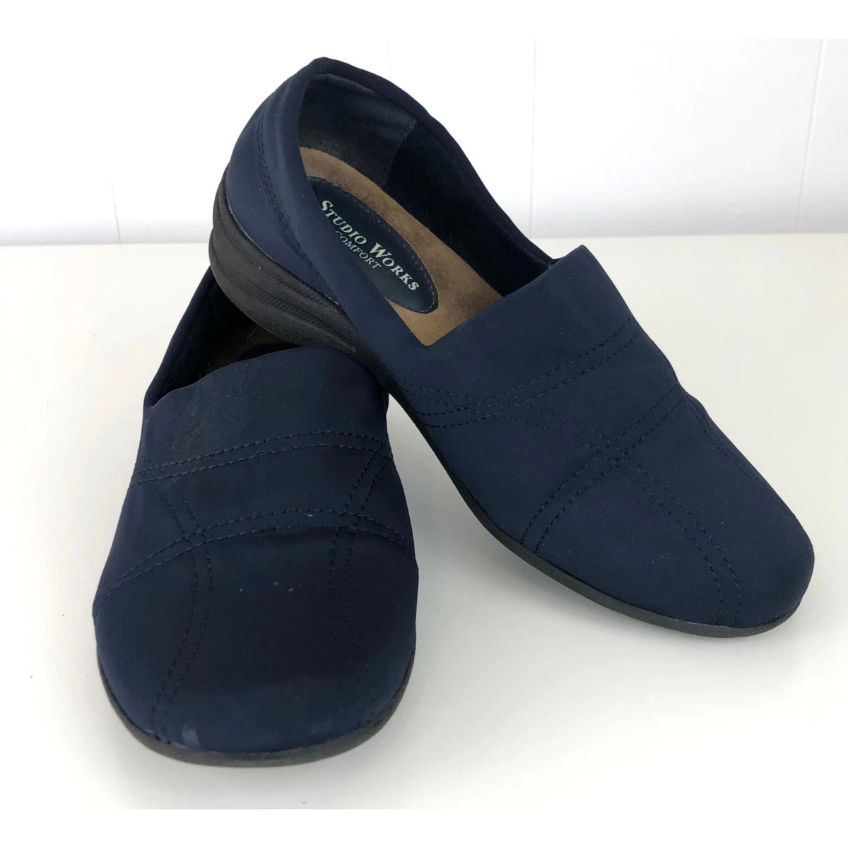 Navy blue slip on shoes best sale womens
