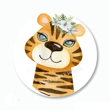 So Cute Floral African Safari Bengal Tiger Favors Labels Stickers Envelope Seals