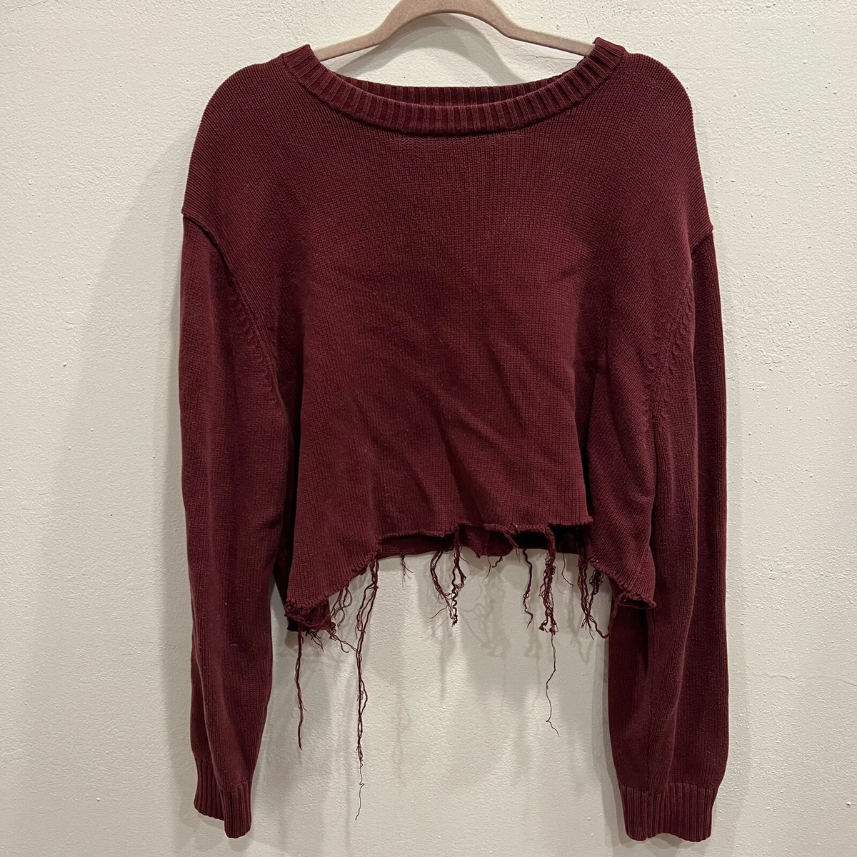 LL Bean Roll Neck Burgundy Red Fisherman Custom Sweater 90s Ribbed