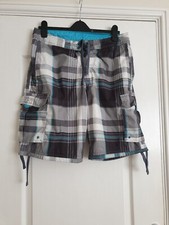 Mens Grey Check H&M Swim Shorts-size Medium