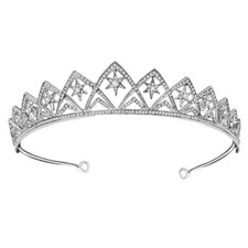 Silver Star Crystal Tiara Bridal Wedding Crown Rhinestone Christmas Headband