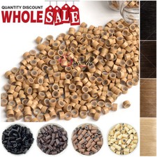 500Pcs Micro-Rings Loop mit Silikon 5mm Braun Microring Haar Echthaar Extensions