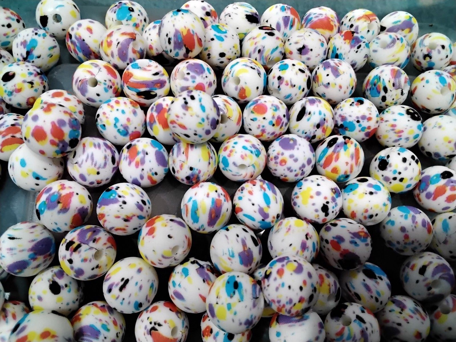 Food Grade Silicone Bead, Chewing Beads For Teethers,12x11.5mm, Spotty, 10pcs 