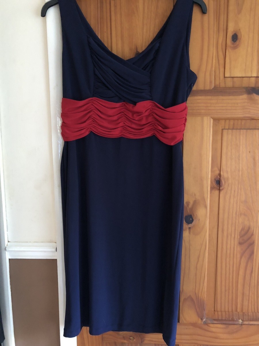 Dress Size Precis Ladies Clothes Prcis Petite Ladies Size 12 Navy Blue  Strapped Dress, Red Trim