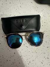 DIFF Blue Lens Sunglasses with Tortoise Shell Frame including original case