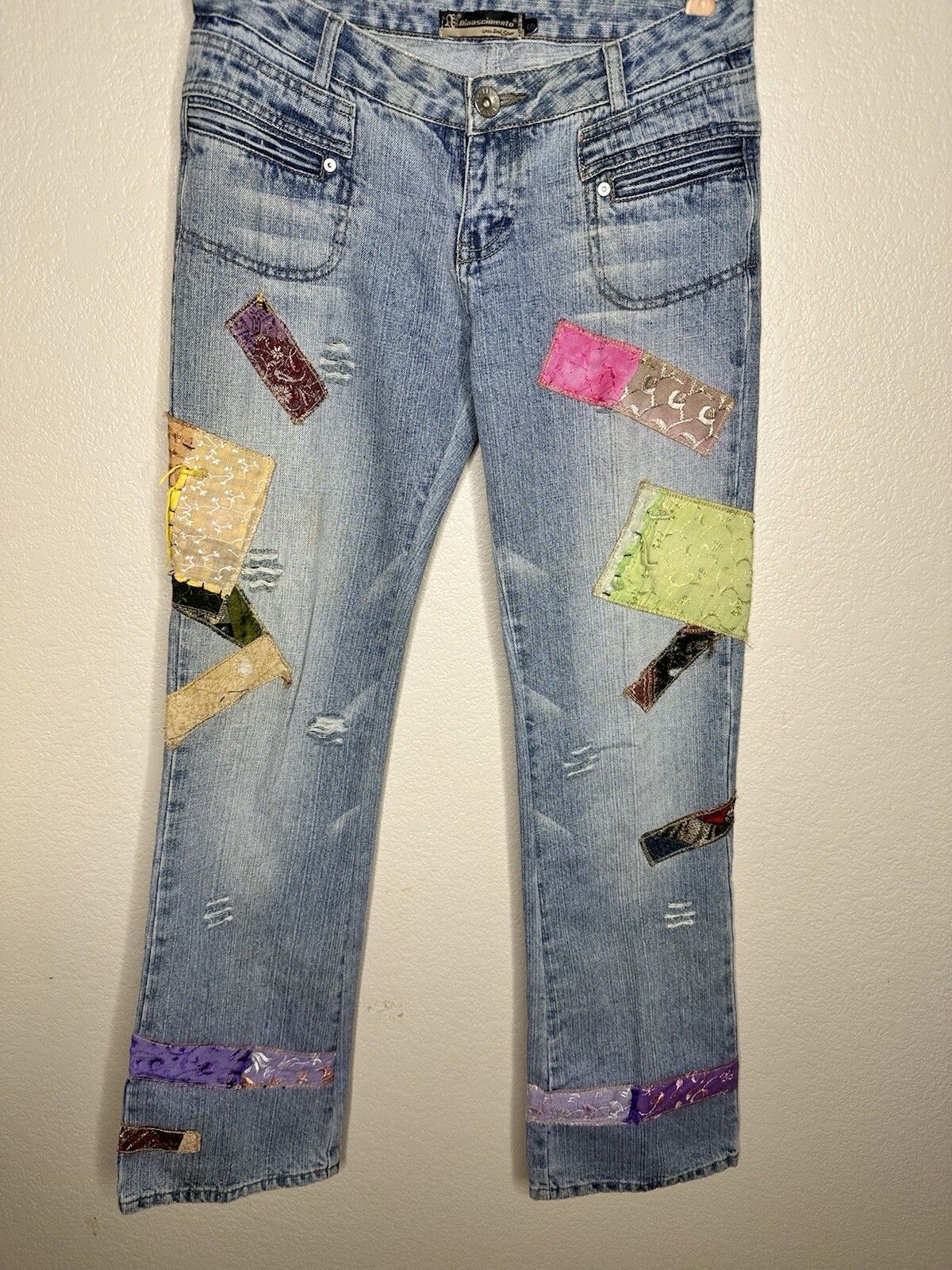 Jeans Rinascimento Patchwork Italy Light Wash wid… - image 5