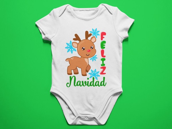 Body bebé Feliz Navidad. Diseño navideño, 100% algodón. Impresión directa