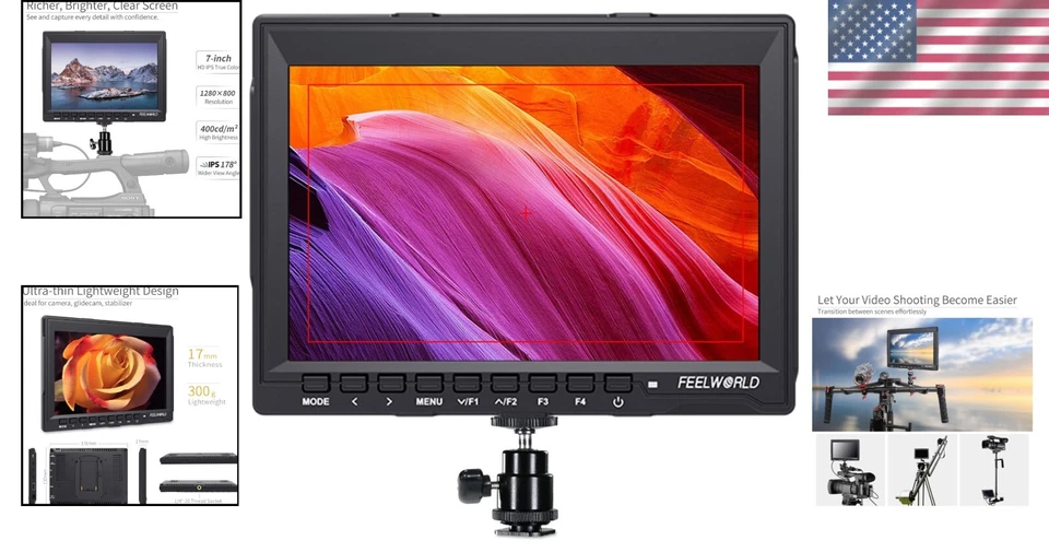 Ultra-Slim 7-Inch Camera Monitor - 1280x800 IPS HD with Advanced Focus Assist - Image 2 of 4
