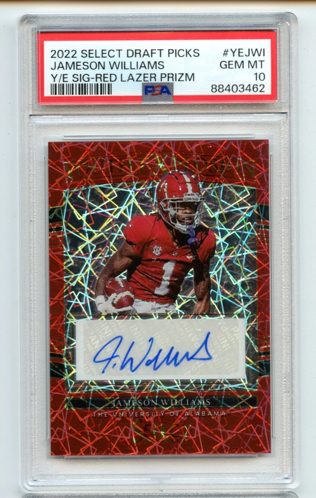 Jameson Williams Panini Select Draft Picks Youth Explosion Signatures #YEJWI Red Lazer