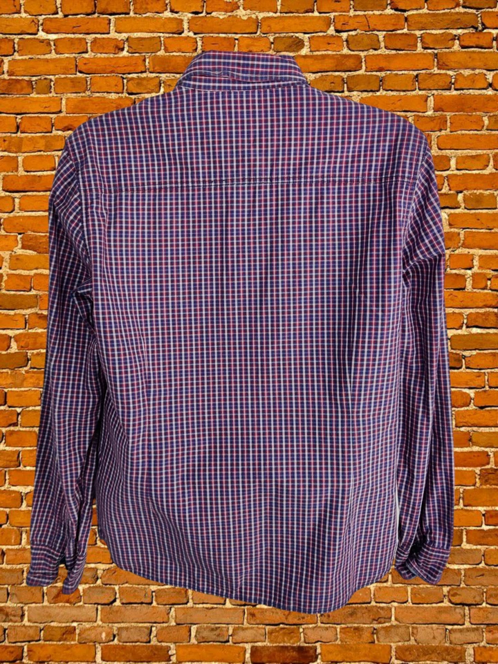 CAMISA TOP SCHOTT ROJA A CUADROS XL GRANDE ALGODÓN HOMBRE MANGA LARGA REGULAR AJUSTE RELAJADO Foto 3 de 4
