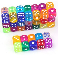10Pieces/Lot 12mm Transparent Acrylic 6 Sided D6 Point Dice For Club/Party/Famil