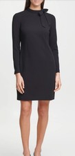 Calvin Klein Tie Neck Long Sleeve Shift Dress Women 14 NWT