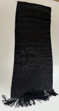 BRAND NEW 100 SILK BLACK SCARF FRINGE BLOCK PATTERN ELEGANT FANCY NICE LOOKING