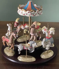 Scarborough Fair Musical Carousel 8 Ceramic Animal Figurines