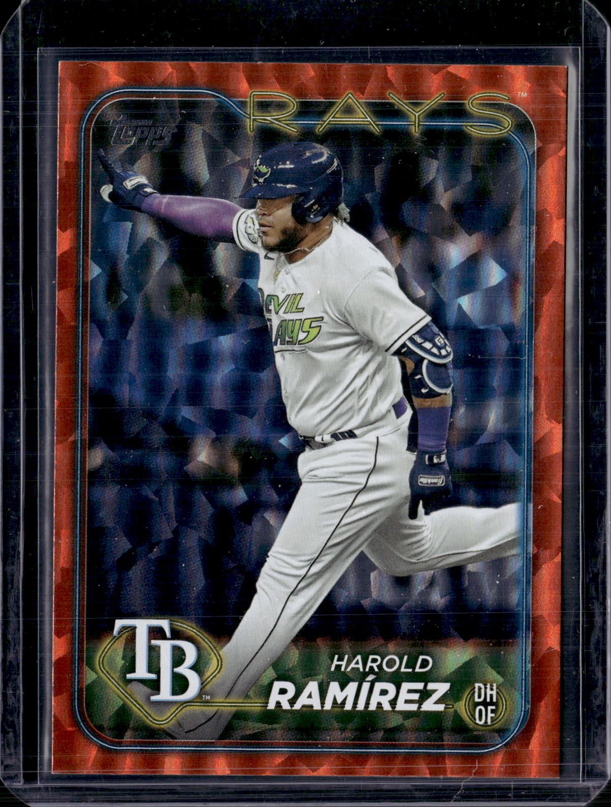 2024 Topps Series 1 #256 Harold Ramirez Orange Crackle Foil /299 Rays NM-MINT