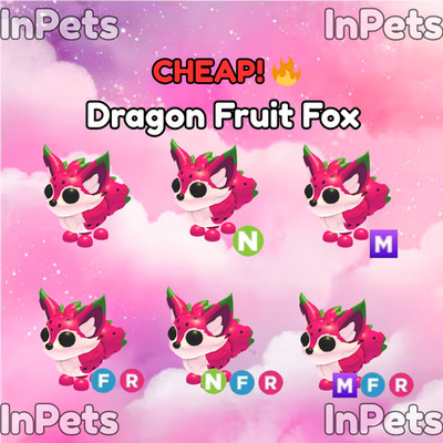 Dragon Fruit Fox - Fly Ride - Neon - Mega Neon | Adopt From Me Today!  | InPets