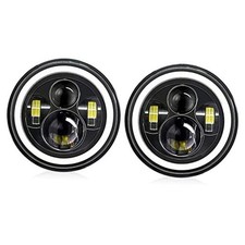 7inch LED Headlight H4 140W Angel Eyes Round Headlights 4 Modes 140W 2 Pack