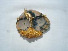 VINTAGE BOUCHER GAZELLE ANTELOPE ABSTRACT MODERNIST BROOCH PIN ART GLASS SIGNED