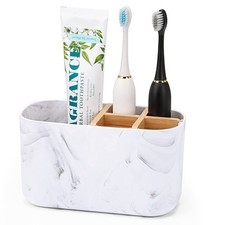 GFWARE Soportes para Cepillo de Dientes para Baños, 5 Ranuras Bambú Pequeño, Mármol