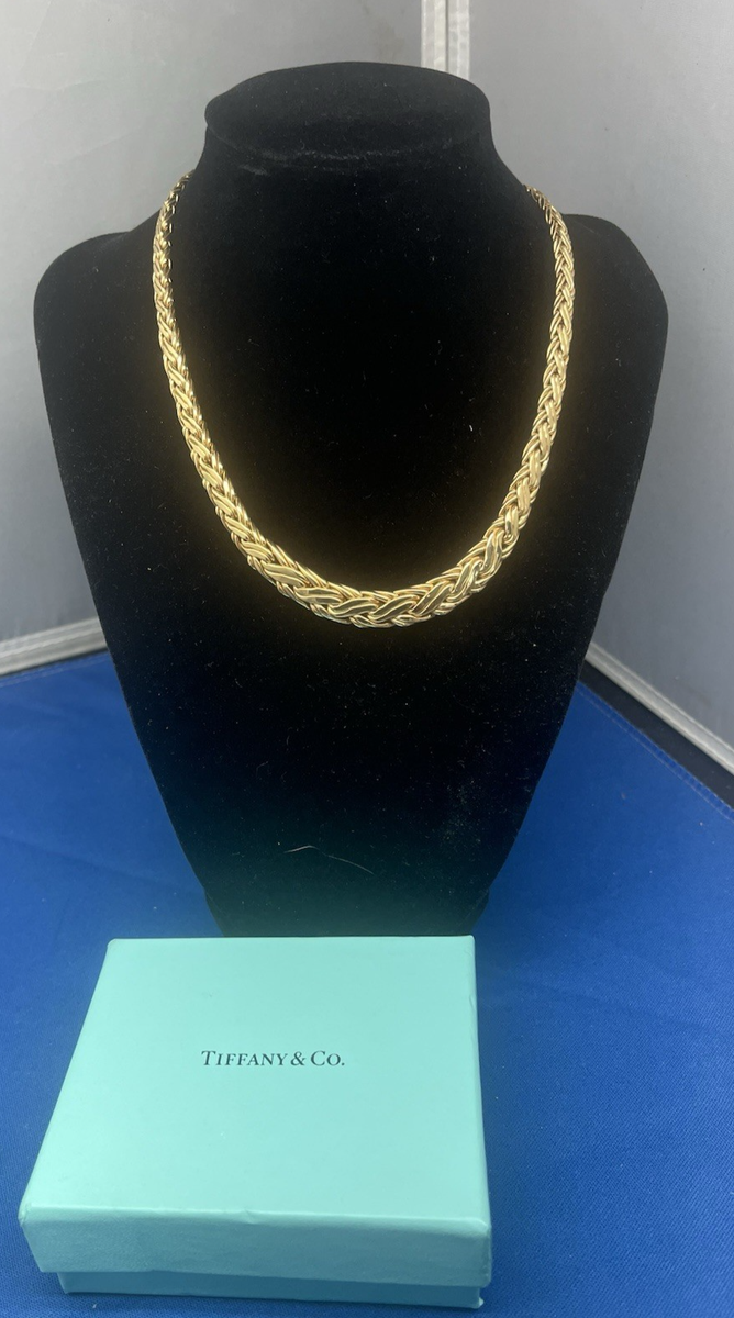 Tiffany刻印ゴールドカラーチェーン　50cm Tiffany Co 585 Vintage Double Wheat 14 K Gold Stamped And Tested