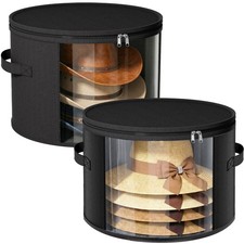 2 Pack Large Clear Hat Storage Boxes, Hold up to 7-9 Hats