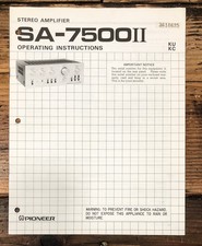 Pioneer SA-7500 MK2 Amplificatore Proprietario/Manuale Utente *Originale*