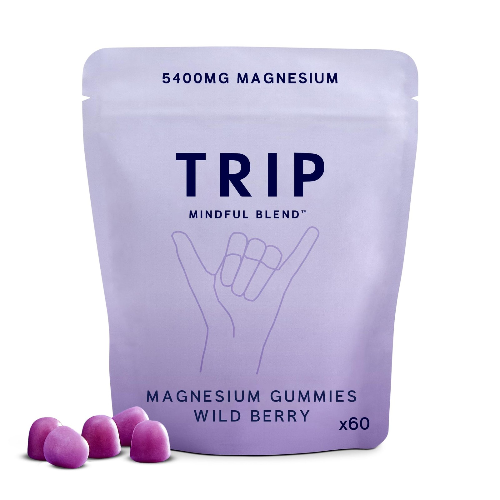 TRIP Magnesium Gummies, Wild Berry, 5,400mg Magnesium Citrate per pack, 90mg x