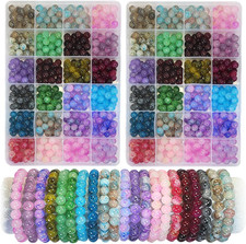 1200PCS 8mm Glass Beads Bracelet Making Kit, 24 Colors Crystal Beads for Jewelry